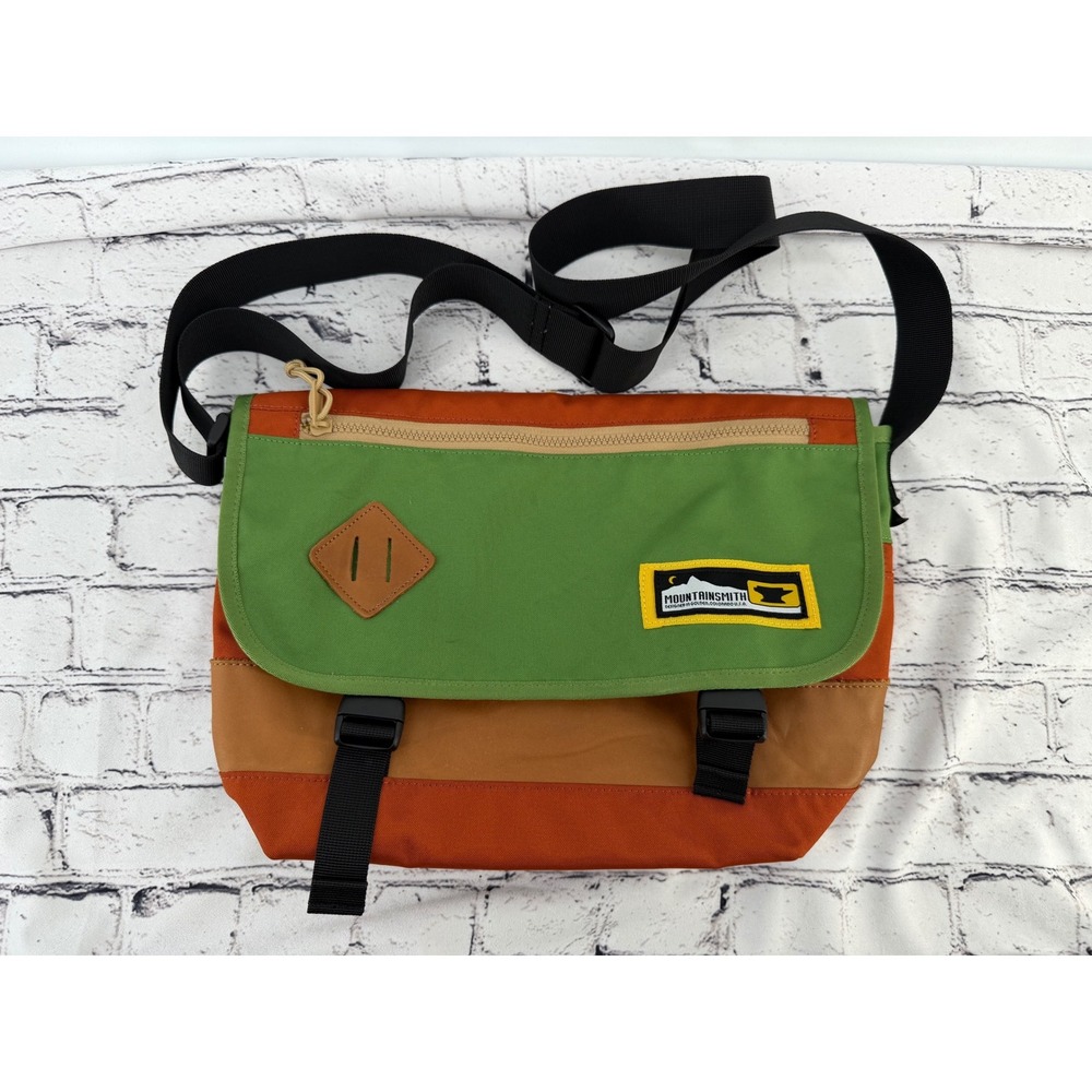 Mountainsmith Messenger Bag Orange Green Colorblock Canvas Crossbody Bag
